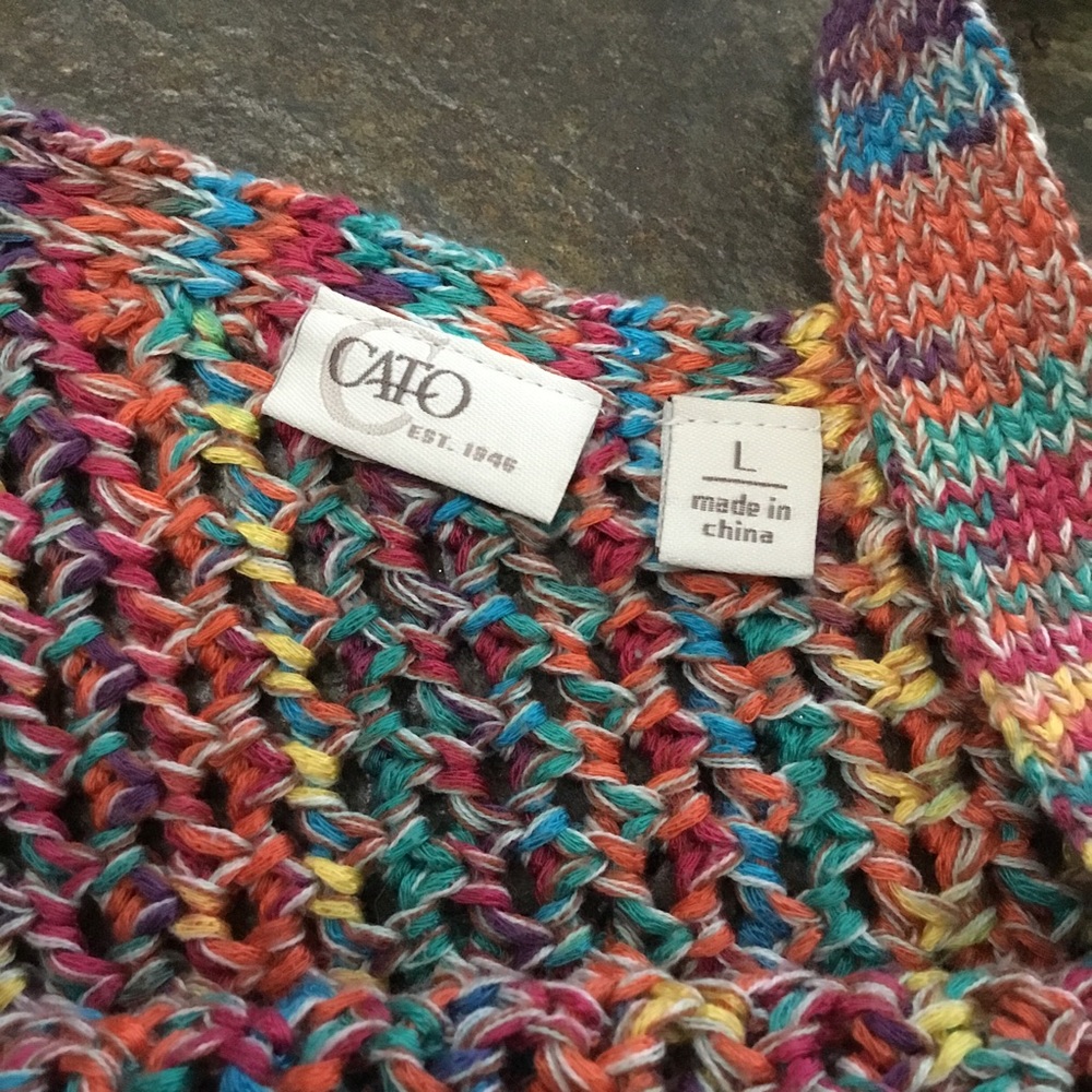 Cato Women’s Multi-Color Off The Shoulder Sweater Size L NWOT - Picture 4 of 6